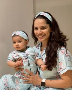 Shikha Singh Instagram - Twinning & winning the internet with these supercool pyjama sets by @nachtspree_by_namrata 💙🤍❤️