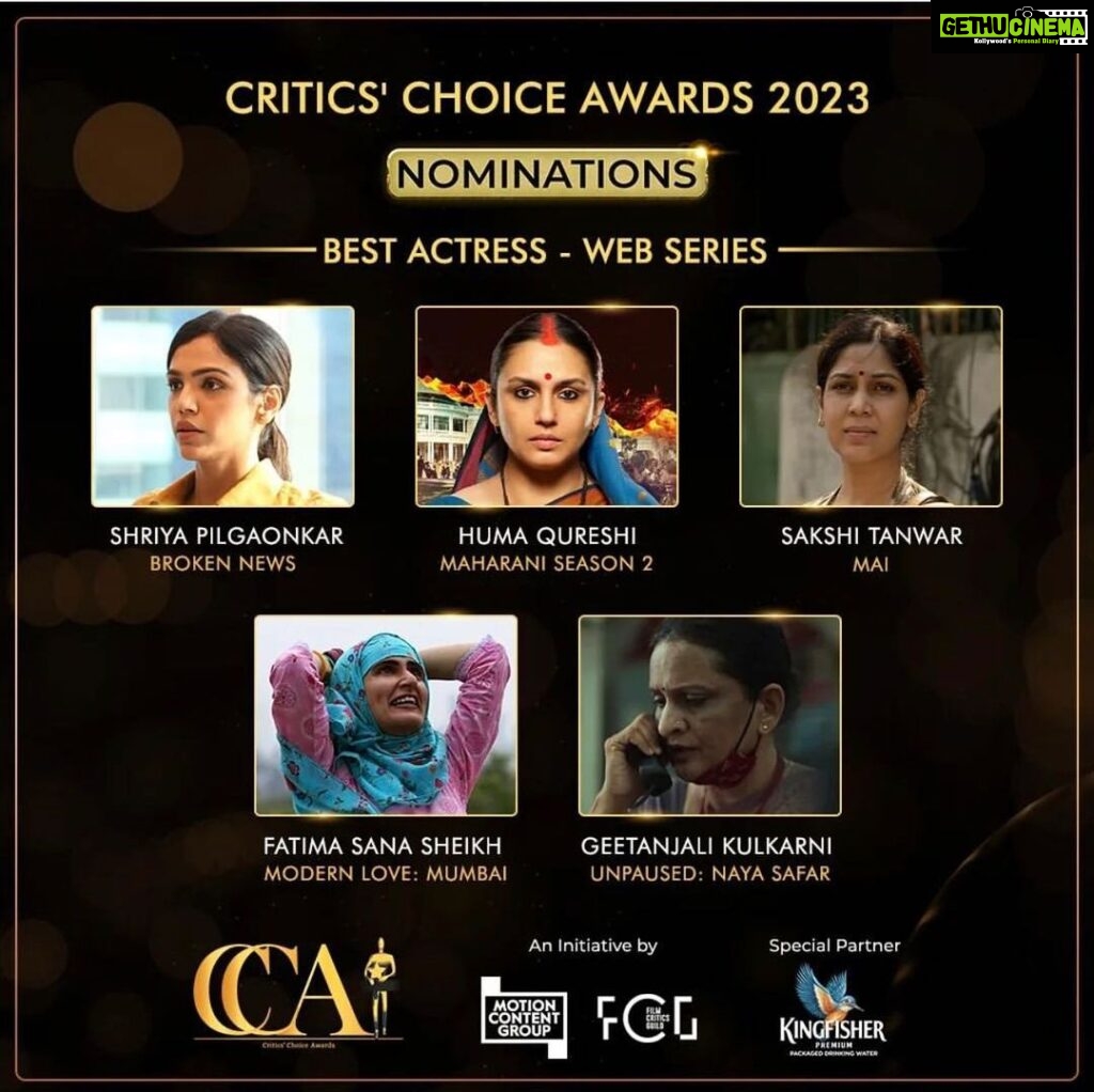 Shriya Pilgaonkar Instagram - Thank you for the nomination @filmcriticsguild @ccssa.india . Grateful to be nominated with these incredible performers. Award or not , glad the critics approve 😉 #TheBrokenNews #Radha #CriticsChoiceAwards @zee5