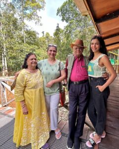 Shriya Pilgaonkar Instagram - It was my Ajoba’s childhood dream to see the world . This year at the age of 84, he completed 100 countries . Aai & I surprised him by turning up in the middle of a rainforest to join his century celebration 😊
He has been an inspiration not just to me , but to so many of those who have had the pleasure of being in his company and have heard his stories . Somebody who seeks to live life to the fullest and finds joy in everyday conversation , nature , art , music . Cheers to my favourite travel buddy & the best storyteller 💚🍻Your adventures have only just begun..🧿♥️🙏🏼👏🏼

तुम जियो हज़ारों साल ये मेरी है आरज़ू…