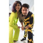 Aishwarya Sakhuja Instagram - Happy colours turn us into a happy duo... Outfits by @labelshivaninirupam @rohitnag9 #rohitaishwarya #couplegoals #happycolors #stylefashion #neon #rohitash #roash #aishwaryasakhuja #rohitnag #stylemeup