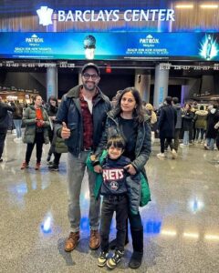 Akshay Oberoi Instagram - Witnessed my childhood favs (& now my child's favs too) @brooklynnets win the game 🏀
Perfect end to a perfect holiday :)

P.S. Swipe left to see two fans giving their undivided attention 😬

@nba @nbaindia #NBA #NBAFans #Basketball #LikeFatherLikeSon