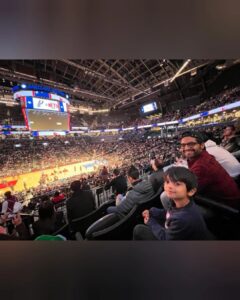 Akshay Oberoi Instagram - Witnessed my childhood favs (& now my child's favs too) @brooklynnets win the game 🏀
Perfect end to a perfect holiday :)

P.S. Swipe left to see two fans giving their undivided attention 😬

@nba @nbaindia #NBA #NBAFans #Basketball #LikeFatherLikeSon