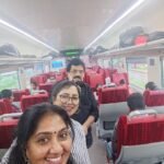 Anju Aravind Instagram - In vande bharath train.. A surprise in the train... Sreekuttan chettan nd anichechy..Reached so fast..