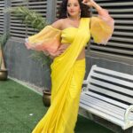 Antara Biswas Instagram - I am Feeling Yellow Today … Probs Because I am Yellow 💛💛💛… Styled by : @tripzarora Draped by : @rina_mane25 Mua : @makeupbyshahrooq Hairstyling: @kalpanathore 📸: @deepakpathak663