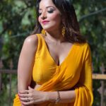 Antara Biswas Instagram - So Many Songs In Mind On This Yellow Saree… You Suggest Me For My next #reel 🤷‍♀️ #beqaboo #tonight at 9pm Mua : @makeupbyshahrooq 📸: @deepakpathak663 Film City