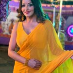 Antara Biswas Instagram - So Many Songs In Mind On This Yellow Saree… You Suggest Me For My next #reel 🤷‍♀️ #beqaboo #tonight at 9pm Mua : @makeupbyshahrooq 📸: @deepakpathak663 Film City