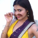Dharsha Gupta Instagram - 💜💛 Jewelry- @thegarnet.in Saree & Blouse- @selaiyum_ravikaiyum Vc- @sathish_photography49