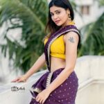 Dharsha Gupta Instagram - 💛💜மனம் அழகானால் வாழ்க்கையும் பூவனமாகும்💜💛 💛💜Happy Sunday💜💛 Saree & Blouse - @selaiyum_ravikaiyum Earring & Bangle - @thegarnet.in Pic- @sathish_photography49