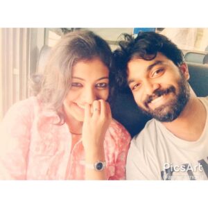 Durga Krishna Instagram - The photo right after the kiss in the train and the proposal. #TheTrainSelfie - See how blushed I was. The first selfie together. 

@arjunravindranofficial