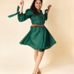 Faria Abdullah Instagram - Green is the new black 🐸 Styled by @officialanahita Outfit: @notchabovecreations Pic: @pranav.foto