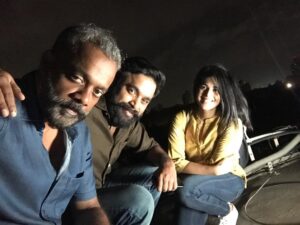 Gautham Menon Instagram - Late night shoot on a Mumbai skyscraper rooftop. 
With the beautiful Megha and ‘toughie’ Sasikumar on the final leg of ENPT.. Appreciate what you are doing for our film Sasi..