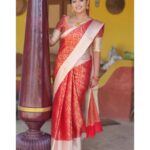 Gayathri Yuvraaj Instagram - Red ♥️ Saree @imon_arte_boutique Jewelry @sukraa_designs