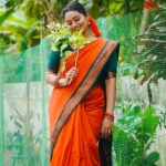 Gayathri Yuvraaj Instagram - Chumma oru cute reaction 😜😜 Sarre @wear_n_shine.collection Blouse @abarnasundarramanclothing 📸 @danny_xo7 Edit @vijay_senthil_vel