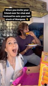 Karanvir Bohra Instagram - On #worldenvironmentday all I’d like to say is, 
love #mothernature and learn to share, coz “sharing is….?” Yes, #sharingiscaring Kuch seekh @ishitta.arun
#mangolover