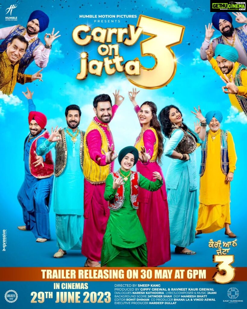 Kavita Kaushik Instagram - Carry on jatta 3 Trailer Releasing On 30th May At 6PM 🔥🤩 #Carryonjatta3 in cinemas on 29th June 2023 🙏 @gippygrewal @binnudhillons @sonambajwa @jaswinderbhalla @smeepkang @nareshkathooria @karamjitanmol @ghuggigurpreet @iamshindagrewal_ @bpraak @jaani777 @jatindershah10 @ikavitakaushik @officialnasirchinyoti @harbysangha @bnsharma_official @officialrupinder_rupi @ravneetgrewalofficial @humblemotionpictures @carryonjattamovie @maneeshbhattofficial @amardeepsgrewal @amneetkgrewal @mannatc @eastsunshineproductions @bhana_l.a @vinodaswal13 @hardeepdullat13 @mehtaman_ @romaana44 @munishomjee @omjeegroupofficial @arvindchoreographer @rohitdhimaneditor