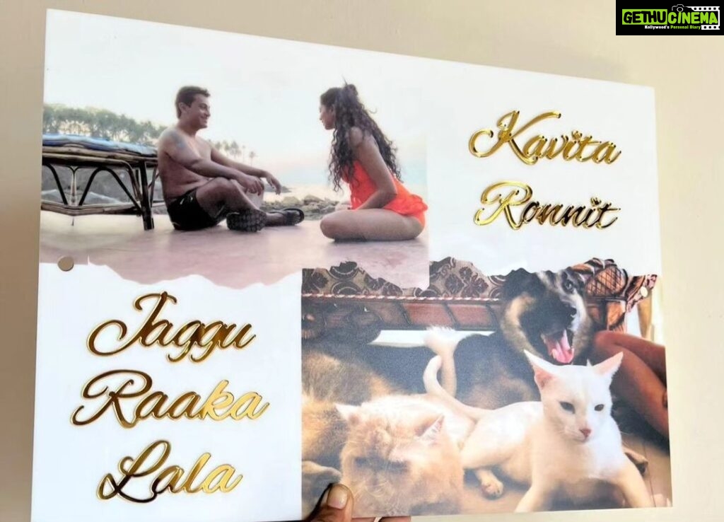 Kavita Kaushik Instagram - Family is created more than being born into, who would know this fact and live it better than the 5 people on this nameplate, lovingly gifted to us by @decorit_bysingingthreads , a full loving family is one that faces hardships and celebrations together , loving, craving, sometimes tolerating and never abandoning each other ! We try to do it all but just can't get all 5 in one picture, believe me i tried damn hard, couldn't do it 🤪You make it all happen Ronnie papa @justronnit 🧿