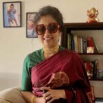 Lakshmy Ramakrishnan Instagram - #RetroMode , Two different events, decided to experiment , mix and match attires bought years back . #Reuse #Recycle