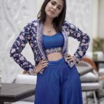 Leona Lishoy Instagram - The colour blue is that of a free woman, with no dimensions and infinite serenity. Here’s my favourite outfit from Kahani’s new collection “NOOR”. Photography - @nostalgiaevents.in Costume - @kahani_stories_in_thread MUAH - @merins_remyamerin Jewellery- @meralda.jewels Location - @portmuziriskochi For costume enquiries, please Call or WhatsApp on +918138008077 #kahani