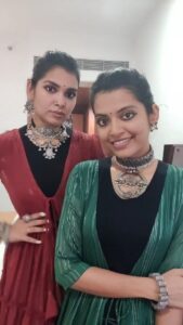 M.M. Manasi Instagram - We made this reel after our performance, hence justifies us being sooo high, energetic and happy!🥰🫰 #vibing  #M3Sings #M3Live 
.
Stylist - @tejasriprakash
Outfit - @ilariafashionhouse 
Accessories - @fineshinejewels 
.
#mmmanasi #mmmonissha #dancereels  #dancevideo #dance #event #singers #performers #funreels @scasian_puratchi ds.group.official @scas_pullingo_ #nakshatra2023