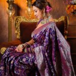 Madalsa Sharma Instagram - Bloom where you are planted💜💁‍♀️ Shoot Concept & Designed By :- @nehaadhvikmahajan @bridalsbynam . 💄MUA , Hair & Styling :- @nehaadhvikmahajan . 📸 :- @abhay_r_kirti . 🥻Saree :- @kankatala_ . 💍Jewelery :- @pooja_diamond . Bridal Accessories:- @omsons_bridal_store