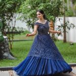 Malavika Krishnadas Instagram - 2 years ago , back when I used to day dream about my wedding outfits, even then I was adamant that my reception attire must be a midnight blue gown. Hence that was the only request I had put forward to Amitha chechi @aatmabyamitha before designing the gown. She made my wedding dream come true and touch a full circle into making my day super special❤️🫶, cant thank you enough for this beauty. Your Super happy Customer🫶.
