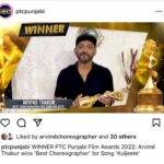 Maryam Zakaria Instagram - It’s such a proud moment for our family, my husband @arvindchoreographer winner PTC Punjabi Film Award 2022 for “Best Choreographer” for song Kuljeete This is for all of your hard work and Talent you truly deserve it 👏👏👏❤️❤️❤️ . . #ptcpunjabifilmawards #bestchoreographer #choregrapher #arvindthakur
