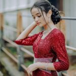 Meenakshi Anoop Instagram - Glimmer of red❤ Stylist and designer : @doms.2010 Costume: @western_lady_ Hair: @rathybaiju_mua jewellery: @anokhi_priyakishore Photography: @creative___media_ #style #happy #photo #life #nature #insta #cute #viral #likesforlike #model #music #travel #memes #explorepage #liker #girl #explore #selfie #india #beauty #k #lfl #trending #likeback #following #loveyourself #lifestyle #tiktok #photoshoot #photographer