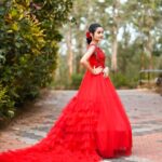 Meenakshi Anoop Instagram - The red edition ❤ Stylist and designer : @doms.2010 Costume: @annmaria_boutique Hair: @rathybaiju_mua jewellery: @anokhi_priyakishore Photography: @soorajframes