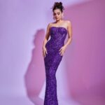 Mithila Palkar Instagram - Filmfare Night 💜✨ Gown @dollyjstudio Earrings @varunadjani Bracelets @dhanrajjewellers Ring @shealuxejewels Styling @shreejarajgopal Style team @nandinijain05 Glam @sahithya.shetty Hair @hairbyseema Photographer @mohitvaru