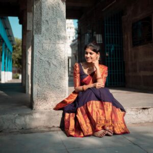 Monisha Blessy Instagram - தாவணி💜

📸: @kishore_b_k_ ✨
Outfit : @aaradiaa_designs ♥️