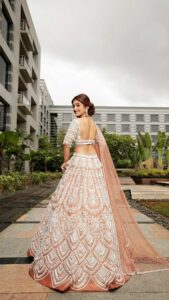 Nidhi Shah Instagram - In my dreams the world would come alive, become so captivating, majestic & free. Truly ethereal. 
.
. 
Makeupby- @nishachandnanii 
Hair by- @anjalichaudhary9876 
Styled by- @thedotdiary @thedottstyle 
Outfit by- @riantasofficial 
Jewerally by- @koharbykanika 
Photography by- @dhavalgajjar.photography 
Location- @grandhyattmumbai 
.
#bridal #bridalshoot #weddingdress #offwhitelehenga #concept #bridalmakeup #bridalhairstyle #makeup #lehenga #wedding #jewellery #lehengalove