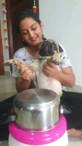 Pallavi Ramisetty Instagram - I waited to do this with my rowdy fellow 🐶 and succeeded 

#mycutiepie #Buddy #pugfellow #momandme #reelsoninstagram #pallaviramisettyofficial