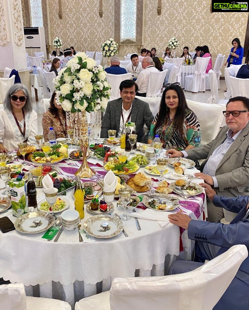 Poonam Dhillon Instagram - Trip to Tashkent ,capital of Uzbekistan. A extremely warm loving welcome , overwhelmed with Flowers & Music . The #tashkentinternationalfilmfeatival is a extremely Grand well planned Festival. Indian films and actors are specially loved and we are showered with Love , affection & respect . Was very pleasant meeting our distinguished Indian Ambassador @manish.prabhat & his lovely wife Ruchi . The indian Delegation was led by @nfdcindia NDFC head @bhakarravinder .Legendary star #zeenataman was showered with love from the Uzbek Fans . I had shot for my iconic Film #SohiniMahiwal , Directed by @umesh0608 here many years ago. Look forward to visiting this extremely beautiful country again soon. Tashkent, Uzbekistan