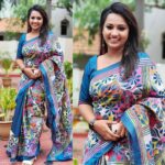 Pratheeksha G Pradeep Instagram - 💙💙💙💙 …!!! . . Thanku @handwoven_sarees_jewellery for this beautiful saree..!!!❤️❤️ . #neeyumnjanum Thiruvananthapuram, Kerala, India