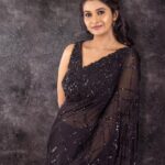 Priya Bhavani Shankar Instagram - Back to black ♠️ PC : @arunprasath_photography Stylist: @niru05_raghupathy Saree: @nitikagujralofficial Earings: @houseofshikha Make up: @makeupmaliksam Hair: @koduruamarnath