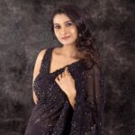 Priya Bhavani Shankar Instagram - Back to black ♠️ PC : @arunprasath_photography Stylist: @niru05_raghupathy Saree: @nitikagujralofficial Earings: @houseofshikha Make up: @makeupmaliksam Hair: @koduruamarnath