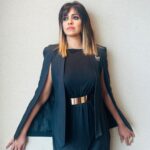 Ranjini Haridas Instagram - When in doubt ..go black !!!🖤 Makeup and hair @jaanmonidasofficial #gettingready #workmode #emceelife #paidtotalk #lovemyjob #presenter #blackisbeautiful #westernformals #gown #jacket #allblack #styling #makeup #hair #poser