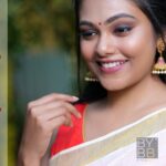 Rebecca Santhosh Instagram - "Simplicity is the ultimate sophistication" The wait is over!! We're launching our very first piece from our Onam collection, "Chamak". . Product code : SA01 @bybbecca DM for details . . . MUH : @rajusha_make__over Orenaments: @kajal_jewellery #onamsaree #onamreels #onamcelebration #onamdress #malayali