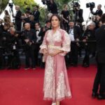 Richa Chadha Instagram - I got DMs from some of you asking about my Cannes red carpet look, voila! Wore @zimmerman, @karishma.joolry for the premiere of Jessica Hausner's 'Club Zero', refreshingly neurotic film! My director Shuchi Talati offered sartorial advice, helped me out, then we walked to the Palais together ! A simple , different, creatively exciting Cannes experience for me! Dress present from @alifazal9. PS : Did my own HMU in 30 minutes! There's a pearl detail clip too, come on! Hehe. Thanks @anishagandhi3 for being, plz tell @rochelledsa to like me back. . . . #CleanUpNice 🫀#cannes2023 #Newproducer #RichaChadha #alifazal