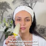 Roshni Chopra Instagram - It actually WORKS!! ❄️🌿 aloe is known for its vitamin mineral rich constitution and has anti inflammatory properties too - it instantly hydrates and brightens my face and in iced form makes my pores appear much smaller ! If you haven’t tried this give it a go!? And if you have comment with how it worked for you? To make - use fresh aloe plant leaf (you can also use aloe gel) just scrape out the gel from inside the leaf and freeze for 5-6 hours in any mould - the ice popsicle mould is too cute and my friend @raah.dhika gave it to me - but even ice cubes would work as the face doesn’t need that much . Apply the rest on your hair as a mask too and wash off after 10 minutes to see the Glow ✨✨✨ #naturalbeauty #beautydiy #aloe #robeauty