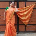 Rupa Sri Instagram - Thankyou so much @ashas_womens_collection for this orange and green combo saree's Do check out this page for more collections Pc by : @lisha_hema