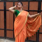 Rupa Sri Instagram - Thankyou so much @ashas_womens_collection for this orange and green combo saree's Do check out this page for more collections Pc by : @lisha_hema