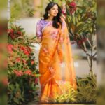 Sanam Shetty Instagram - Can you feel the love?💛 . . . Organza saree by @6yarddrape Styling @shyn_fascino Photography @adam_kae Draping @the_thish MUH @sujitha_makeup_artist Venue @the_french_town #jessiesland #fridaylove #tgif #sunshineyellow #organzasaree #collaredblouse #sanam #sanamshetty