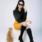 Sanam Shetty Instagram - Look who photobombed 🐈! Clicks @rahuldev1177 Video @aaronofficial MUH @page3salonalwarpet @christina_lepcha_161 Hospitality @rajani_77 @ckkumaravel sir @veena_kumaravel mam #bts #latestshoot📷 #comingup #kittygram #sanam #sanamshetty #highfashion #chennaifashionscene