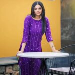Sanam Shetty Instagram - Stretch & bend..it's the weekend 💜 💜 💜 💜 💜 Latest collection of Casual straight fit co- ord set from @ival.amali Photography @adam_kae Edit @arvinthiyer MUH @monz_makeover Venue @darzaluxuryresorts #saturdazed #indowestern #kurtacoordset #prettypurple #casualstyles #workwear