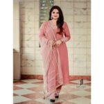 Shafna Instagram - Favourite ever pink 💞 A line suit embellished in crotio work with heavy ari worked dupatta , by @jazaashdesignstudio ✨😘 Accessories by @trinetra_collections ✨ Makeup and Hairstyling @makeoverbyhayahakeem_ 💞 Picture captured @jaison_jac_photographer ✨ #jazaash #loveforpink #picoftheday #instagram #shafna