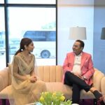 Shriya Saran Instagram - A fun banter with Mr. @Rizwan.Sajan the Owner & Founder of Danube Group. #DanubeProperties #FashionzByDanube #RizwanSajan Make up @makeupbyrishabk Hair @yogitasheth96