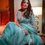 Shriya Saran Instagram - Shot with the amazing @deepak_vijay_photography he makes pictures look like a painting . You are an artist . Thank you @ajshetty for connecting us Wearing @sithara_kudige mint green saree . @kabzaamovieofficial @makeupbymahendra7 @priyanka_sherkar1 Jwellery @kushalsfashionjewellery