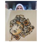 Sija Rose Instagram - Gazing into Medusa's eyes,the modern evil eye! . #coffeeart #scribble #littlesketchbook #medusa