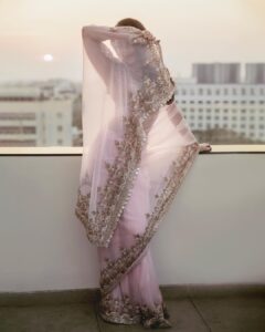 Sobhita Dhulipala Instagram - ♥️ to @manishmalhotra05 for custom making the prettiest pink saree I got to wear last night in Chennai for PS2 trailer and audio launch!
Styling by @ekalakhani @team___e 
Hmu @shraddhamishra8 
Photographs by the lovely @thestoryteller_india